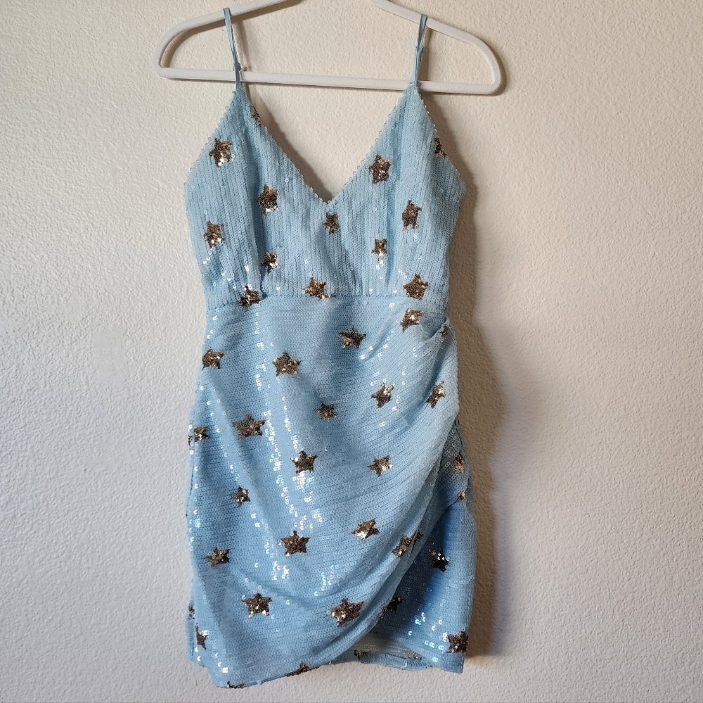 Superdown Revolve Dina Sequin Star Mini Dress S NWT - Picture 2 of 8